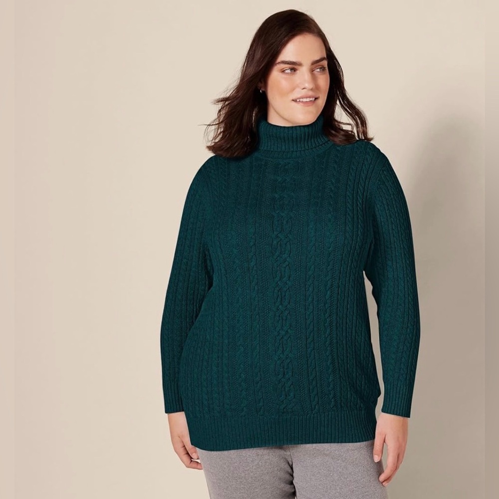 331P NWT Amazon Essentials Women's Fisherman Cable Turtleneck Sweater - Size: 5